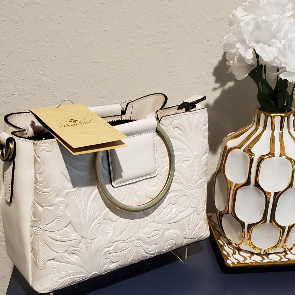 NWT Patricia Nash Empoli Satchel in Latte color